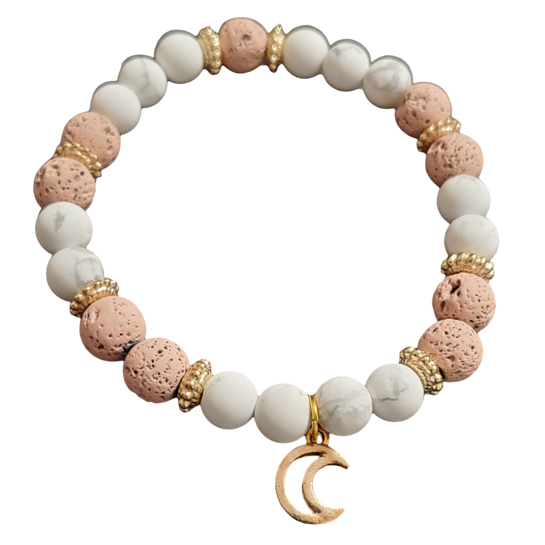 Bracelet Howlite & Pierre de Lave/ Howlite & Lava Stone Bracelet