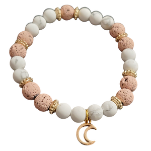 Bracelet Howlite & Pierre de Lave/ Howlite & Lava Stone Bracelet