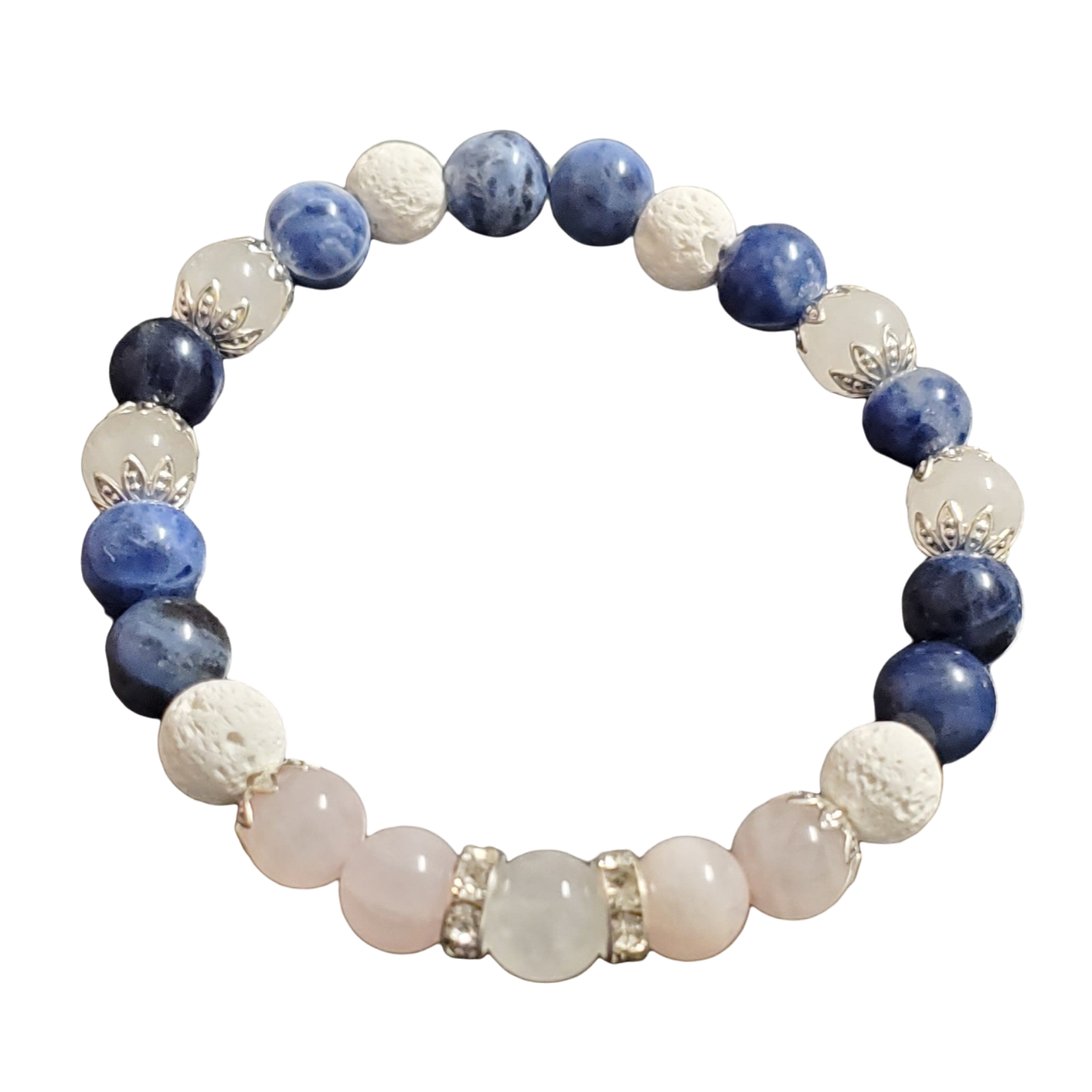 Bracelet Sodalite,Quartz Clair & Rose/ Sodalite, Clear & Rose Quartz Bracelet