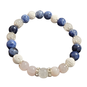 Bracelet Sodalite,Quartz Clair & Rose/ Sodalite, Clear & Rose Quartz Bracelet