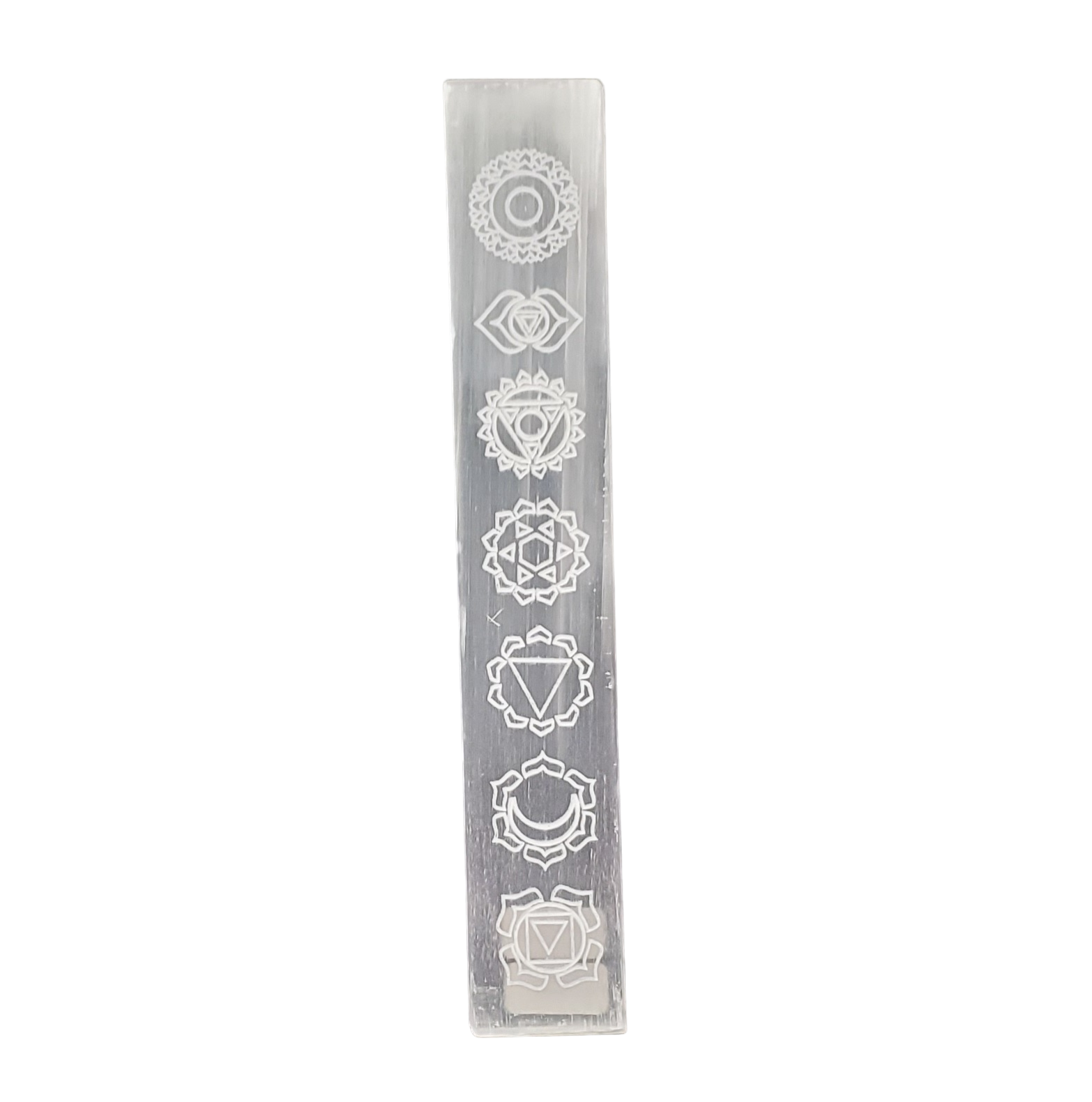 Symboles Chakras sur Sélénite/ Chakras Symbols on Selenite